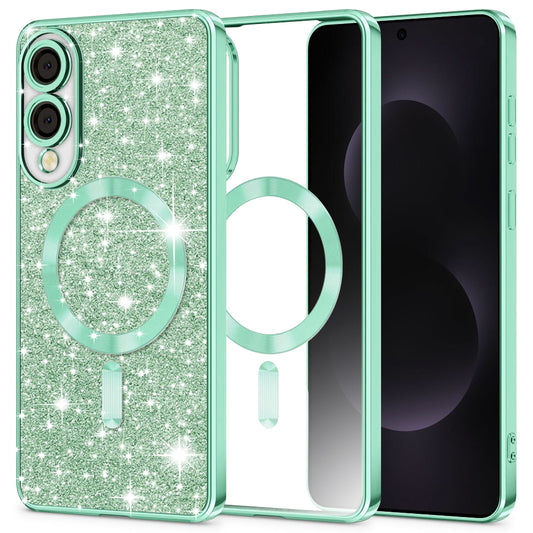 Capa MagSafe para Samsung Galaxy S25 Edge S937, Techsuit, Luxury Glitter, Verde Claro