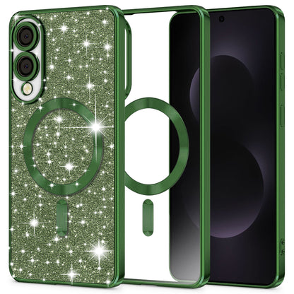Capa MagSafe para Samsung Galaxy S25 Edge S937, Techsuit, Luxury Glitter, Verde Escuro
