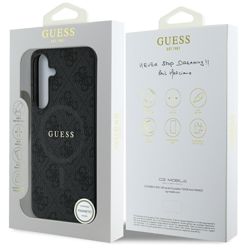 Capa MagSafe para Samsung Galaxy S25+ S936, Guess, 4G Ring Classic Logo, Preta