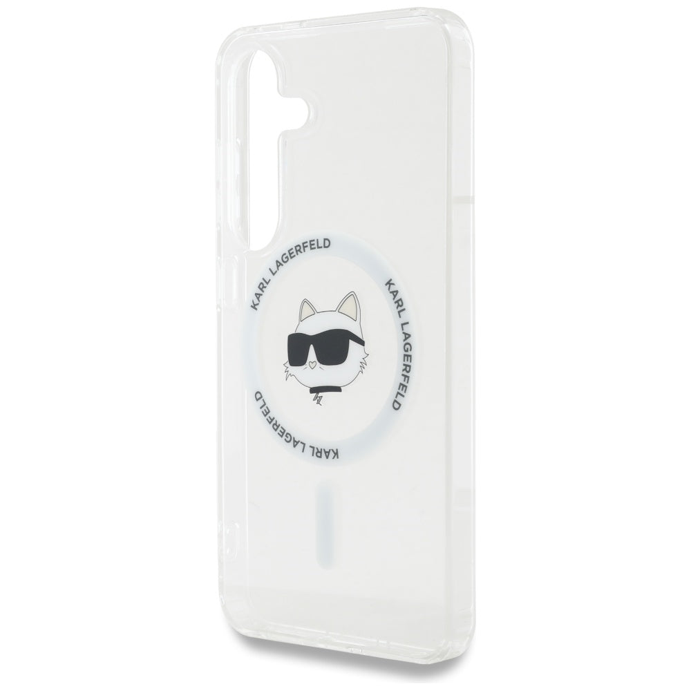 Capa MagSafe para Samsung Galaxy S25+ S936, Karl Lagerfeld, IML Choupette's Head, Branca.