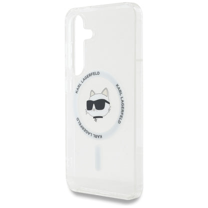 Capa MagSafe para Samsung Galaxy S25+ S936, Karl Lagerfeld, IML Choupette's Head, Branca.