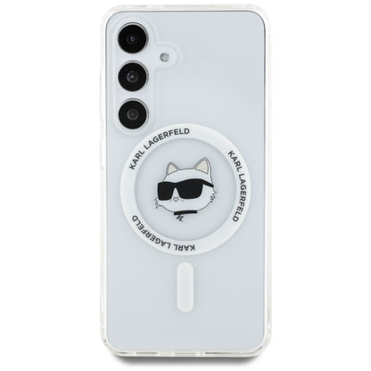 Capa MagSafe para Samsung Galaxy S25+ S936, Karl Lagerfeld, IML Choupette's Head, Branca.