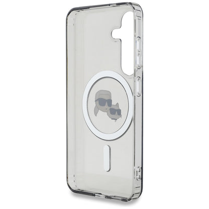 MagSafe Case for Samsung Galaxy S25+ S936, Karl Lagerfeld, IML Metal Karl & Choupette's Heads, Black