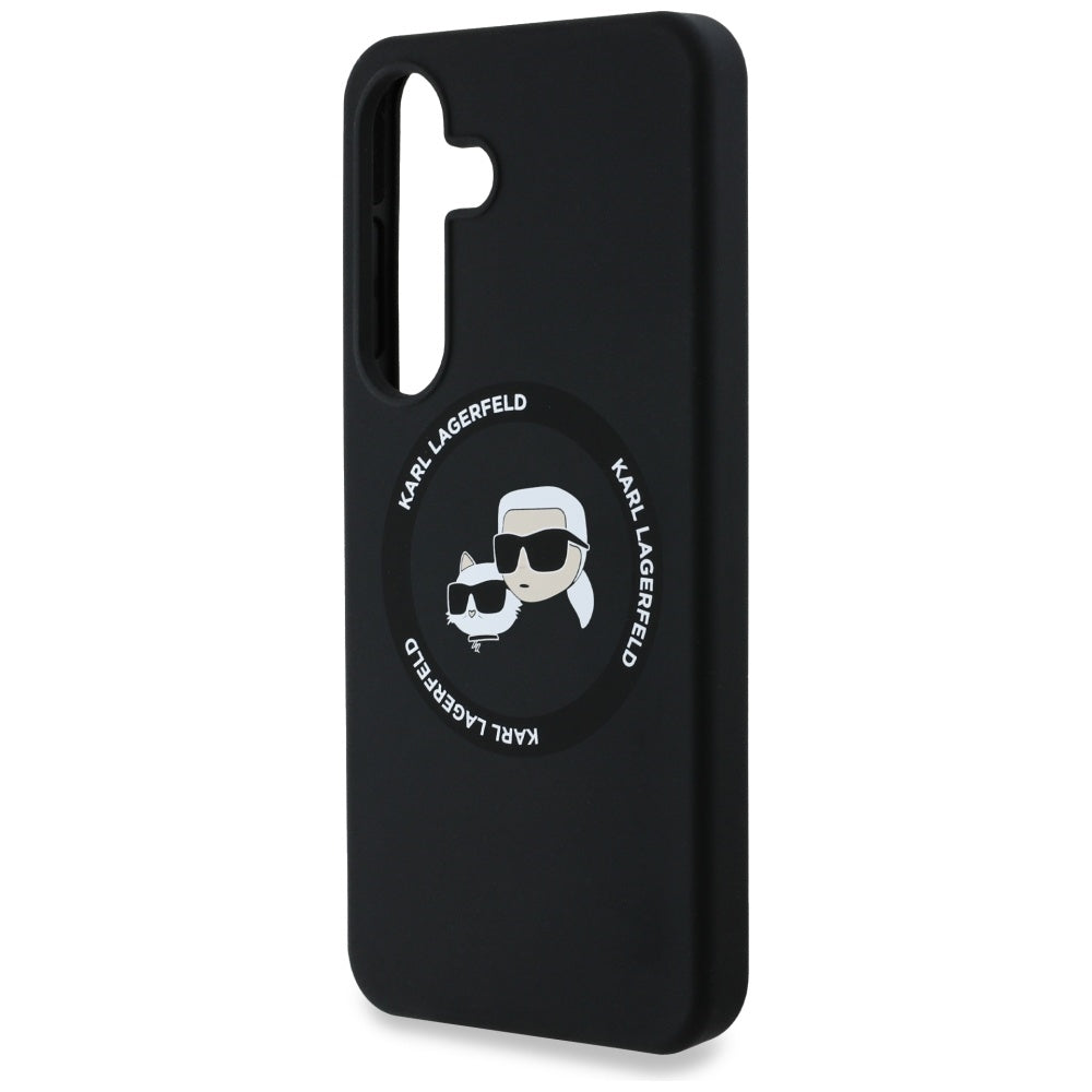 Capa MagSafe para Samsung Galaxy S25+ S936, Karl Lagerfeld, Silicone Double Heads, Preta