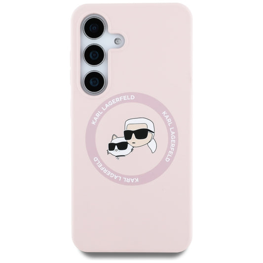 Capa MagSafe para Samsung Galaxy S25+ S936, Karl Lagerfeld, Silicone Double Heads, Rosa