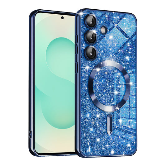 Capa MagSafe para Samsung Galaxy S25+ S936, Techsuit, Luxury Glitter, Azul Escuro