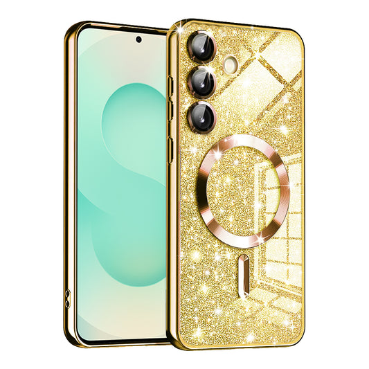 Capa MagSafe para Samsung Galaxy S25+ S936, Techsuit, Luxury Glitter, Dourada