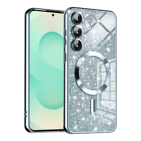 Capa MagSafe para Samsung Galaxy S25+ S936, Techsuit, Luxury Glitter, Azul