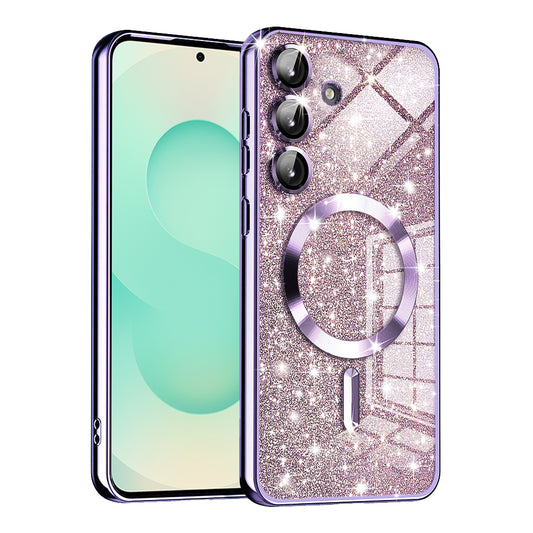 Capa MagSafe para Samsung Galaxy S25+ S936, Techsuit, Luxury Glitter, Roxo Claro