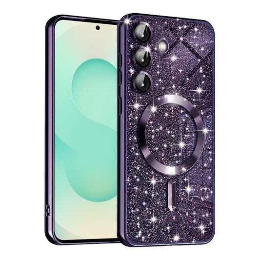 Capa MagSafe para Samsung Galaxy S25+ S936, Techsuit, Luxury Glitter, Roxo Escuro