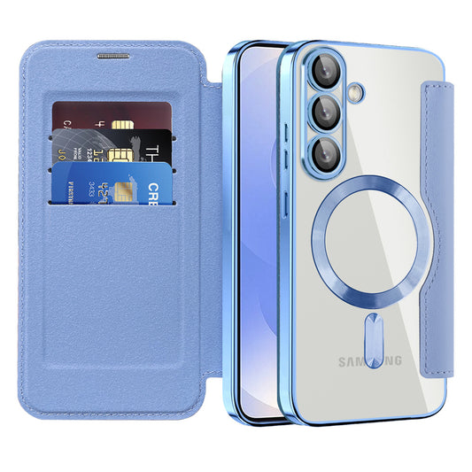 Capa MagSafe para Samsung Galaxy S25+ S936, Techsuit, SmartMag Book, Azul
