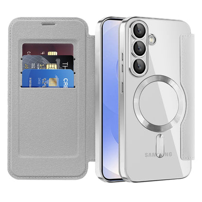 Capa MagSafe para Samsung Galaxy S25+ S936, Techsuit, SmartMag Book, Cinzento