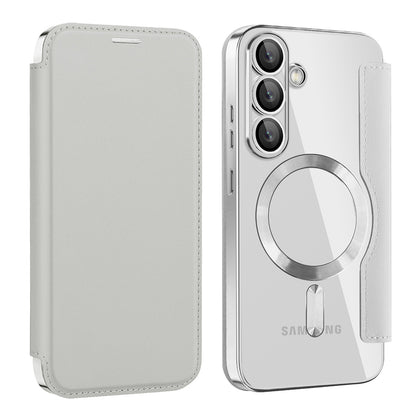 Capa MagSafe para Samsung Galaxy S25+ S936, Techsuit, SmartMag Book, Cinzento