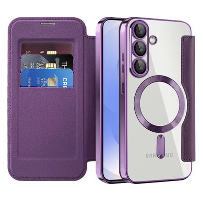 Capa MagSafe para Samsung Galaxy S25+ S936, Techsuit, SmartMag Book, Roxo