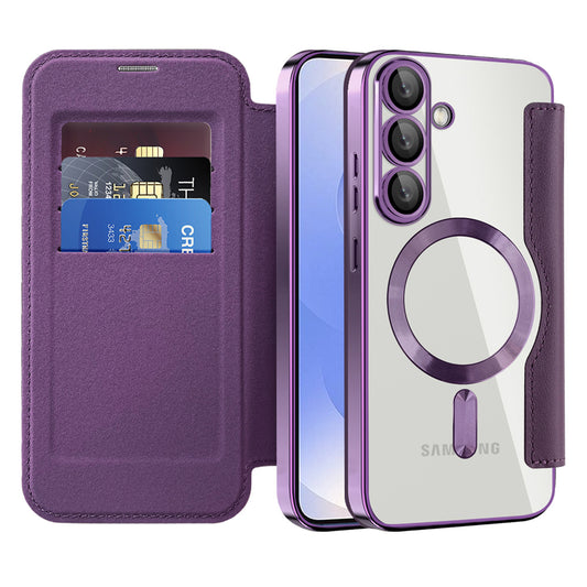 Capa MagSafe para Samsung Galaxy S25+ S936, Techsuit, SmartMag Book, Roxo