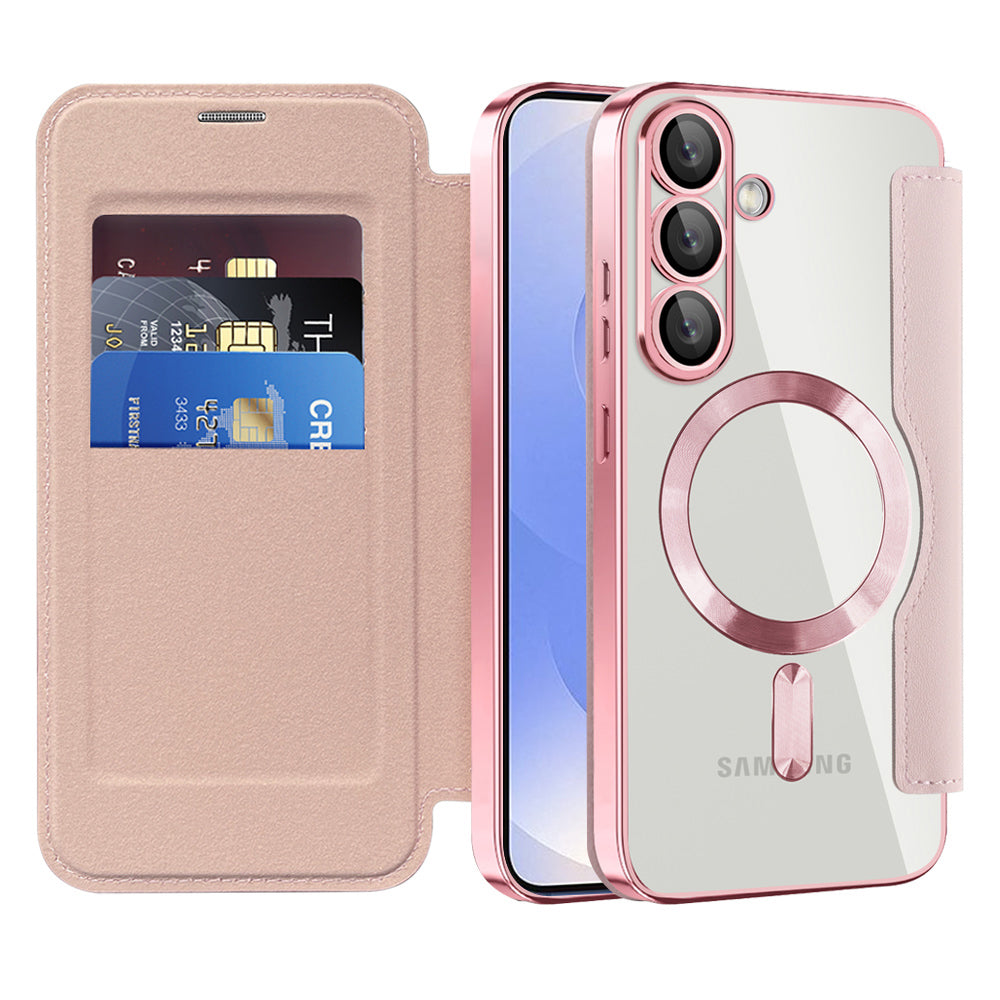 Capa MagSafe para Samsung Galaxy S25+ S936, Techsuit, SmartMag Book, Rosa