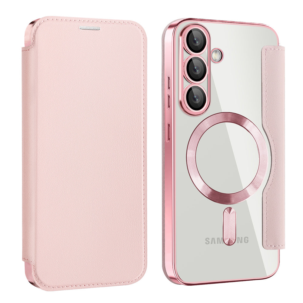 Capa MagSafe para Samsung Galaxy S25+ S936, Techsuit, SmartMag Book, Rosa