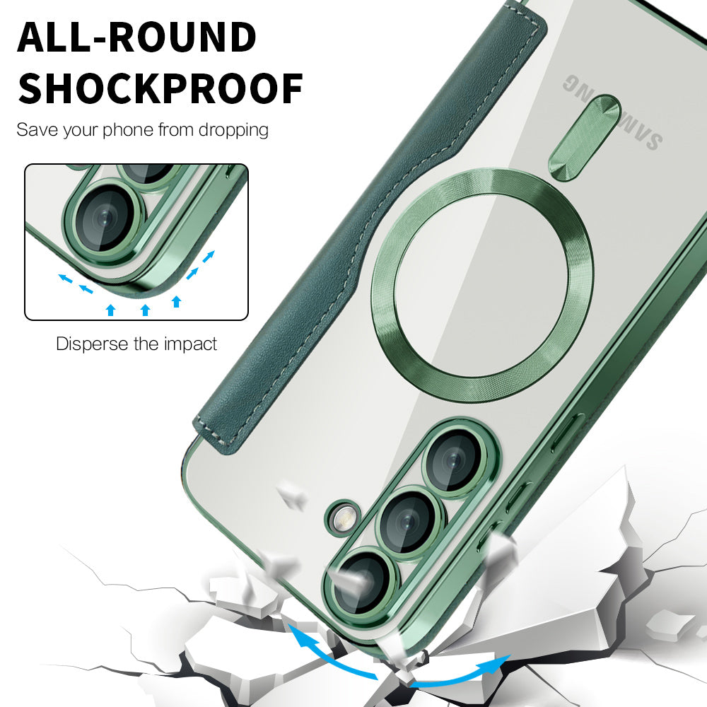 Capa MagSafe para Samsung Galaxy S25+ S936, Techsuit, SmartMag Book, Verde