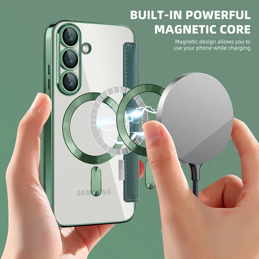 Capa MagSafe para Samsung Galaxy S25+ S936, Techsuit, SmartMag Book, Verde