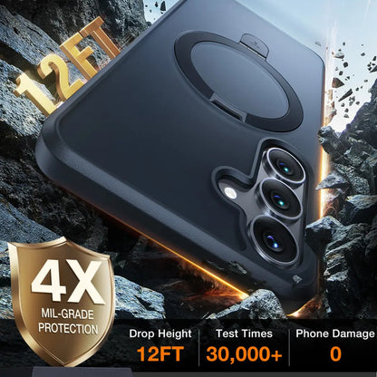 Capa MagSafe para Samsung Galaxy S25+ S936, Torras, Ostand, Preta