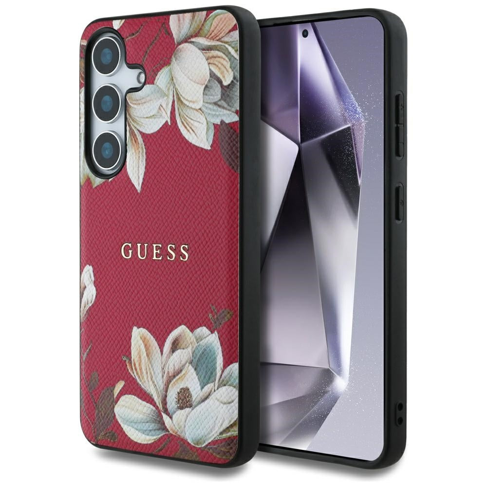 Capa MagSafe para Samsung Galaxy S25 S931, Guess, Grained Flowers, Fucsia