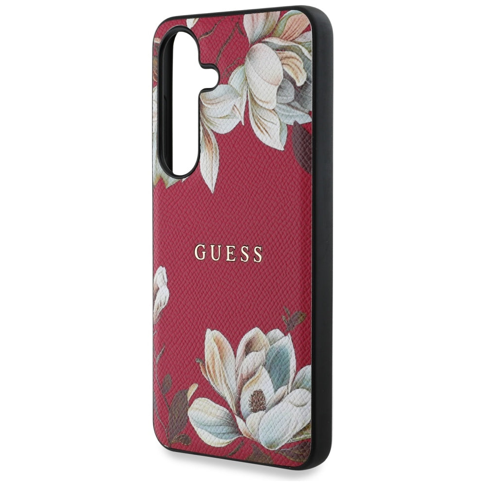 Capa MagSafe para Samsung Galaxy S25 S931, Guess, Grained Flowers, Fucsia