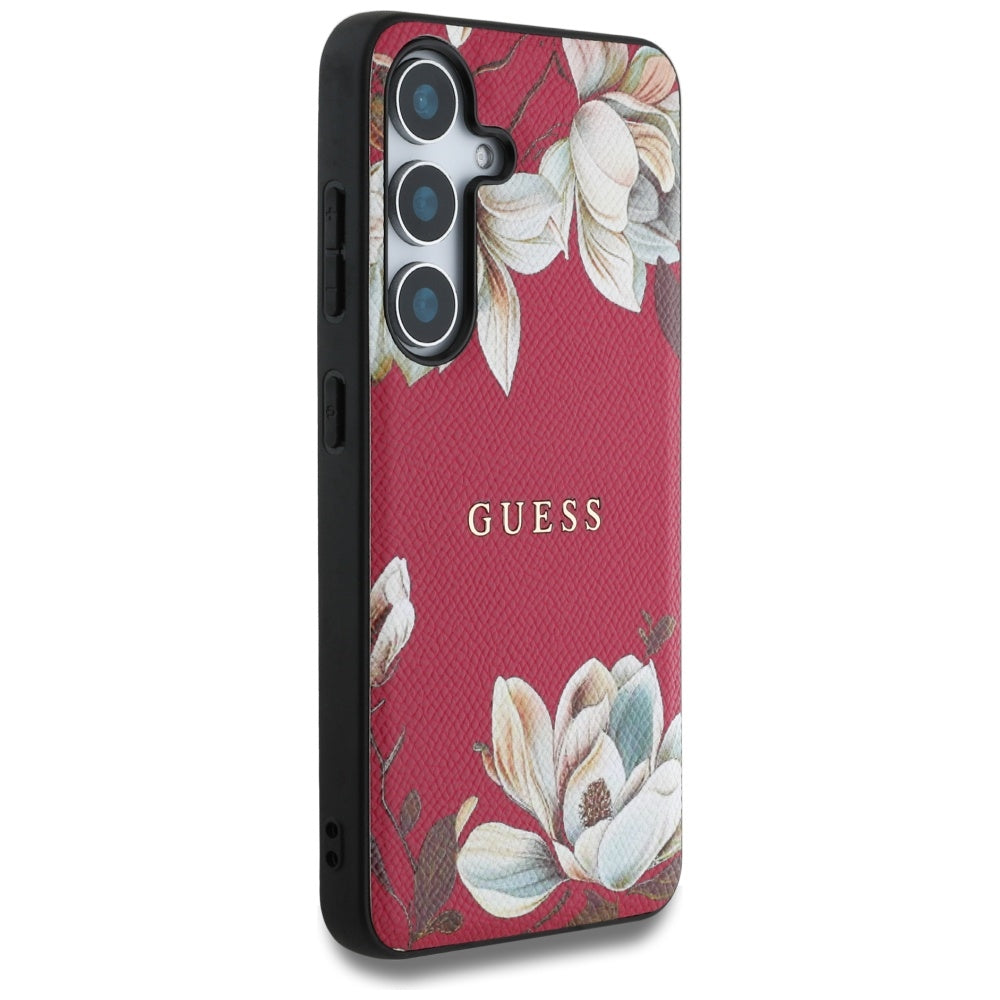 Capa MagSafe para Samsung Galaxy S25 S931, Guess, Grained Flowers, Fucsia