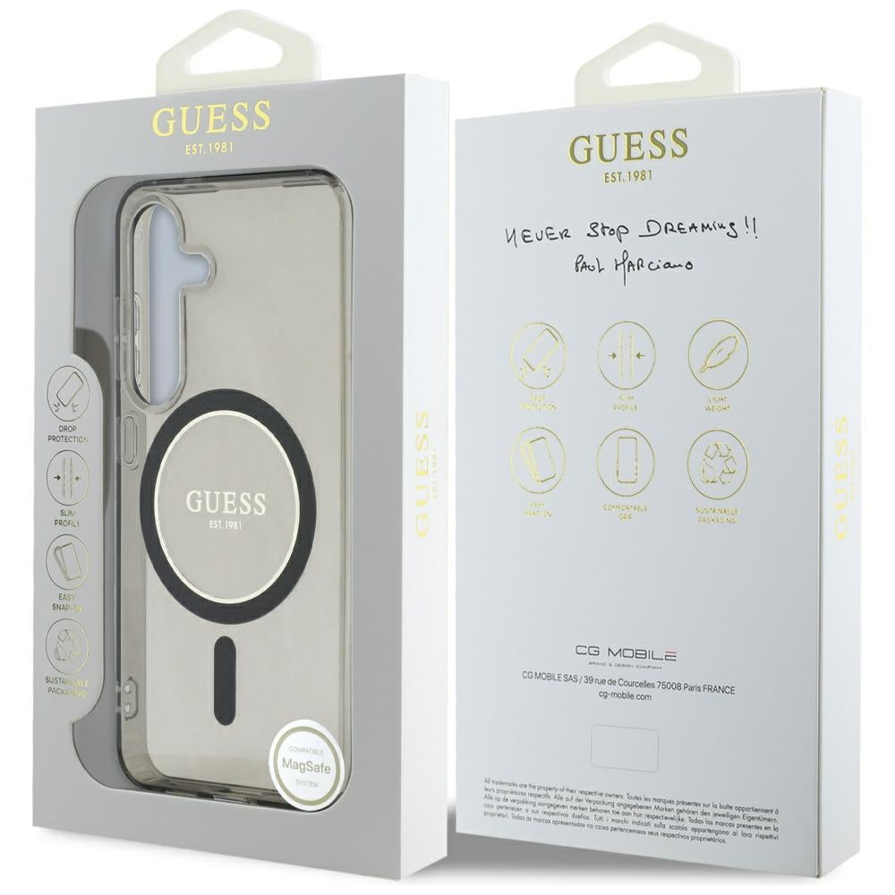 Capa MagSafe para Samsung Galaxy S25 S931, Guess, IML Glitter Circle, Preta