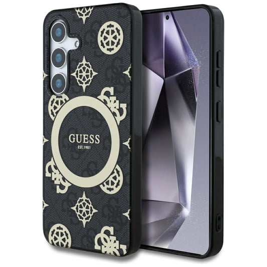 Capa MagSafe para Samsung Galaxy S25 S931, Guess, IML Peony On 4G Background, Preta