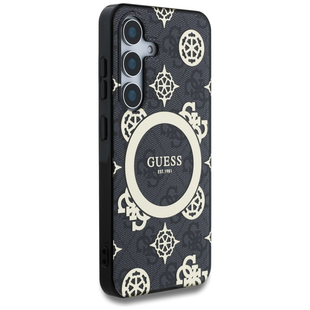 Capa MagSafe para Samsung Galaxy S25 S931, Guess, IML Peony On 4G Background, Preta