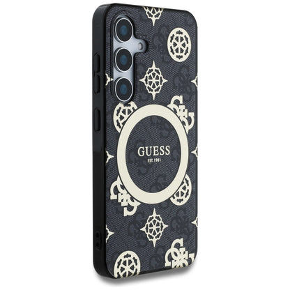 Capa MagSafe para Samsung Galaxy S25 S931, Guess, IML Peony On 4G Background, Preta