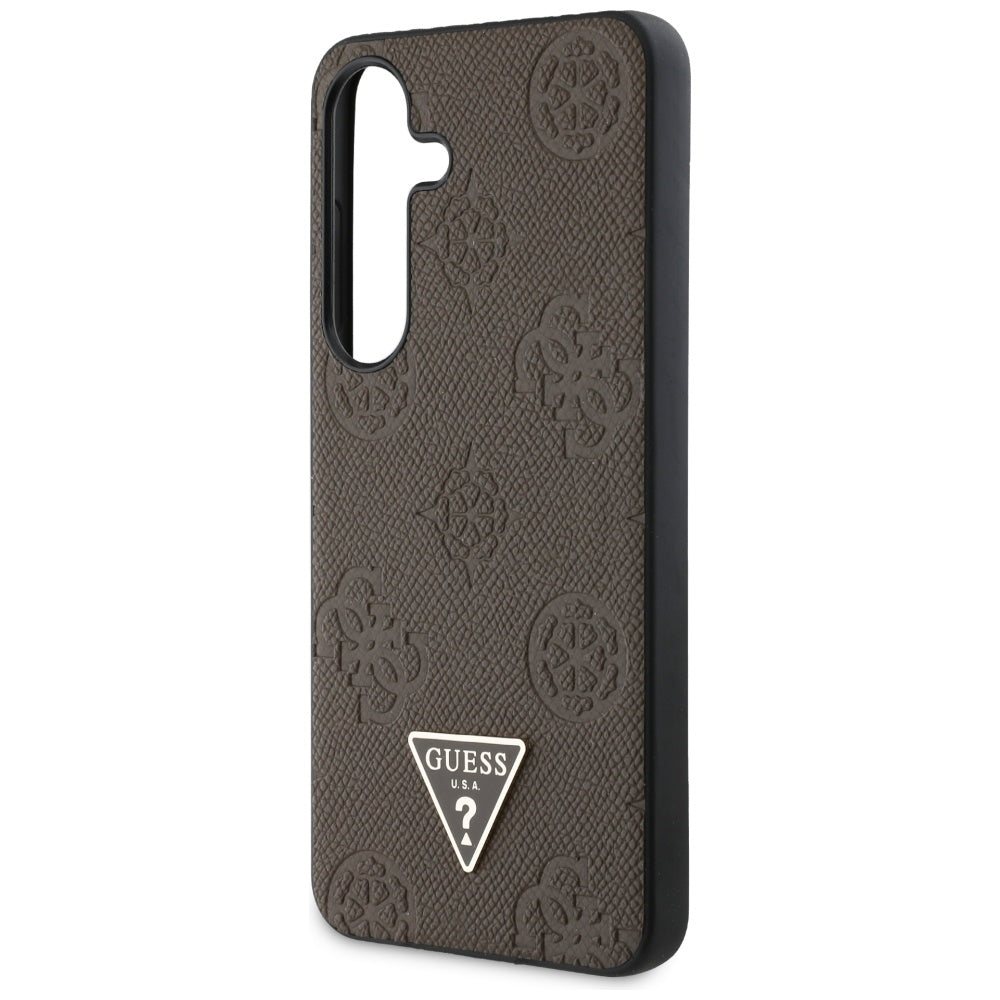 Capa MagSafe para Samsung Galaxy S25 S931, Guess, Peony Grained Hot Stamp Triangle, Marrom