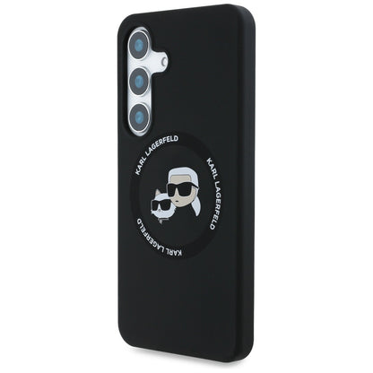 Capa MagSafe para Samsung Galaxy S25 S931, Karl Lagerfeld, Silicone Double Heads, Preta