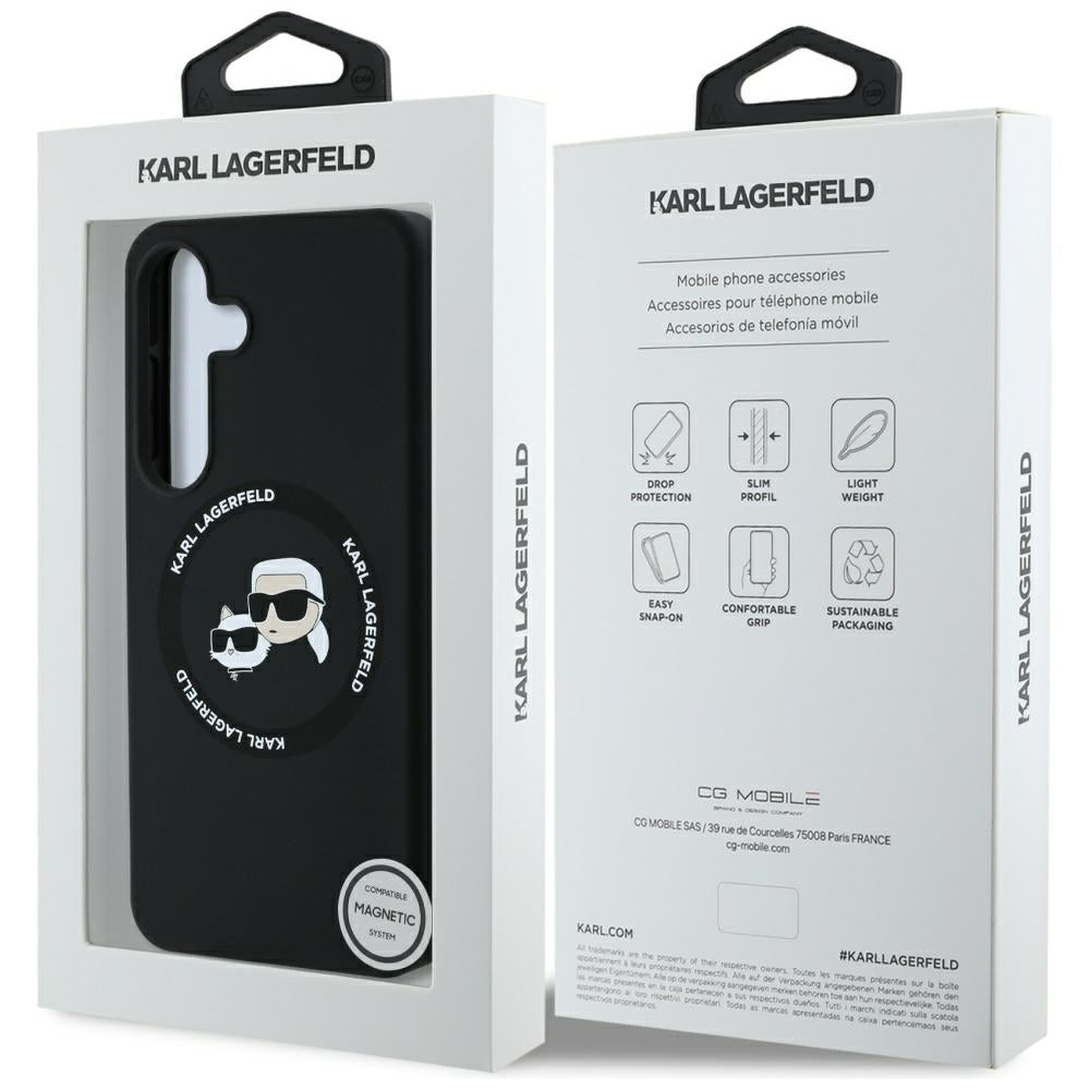 Capa MagSafe para Samsung Galaxy S25 S931, Karl Lagerfeld, Silicone Double Heads, Preta
