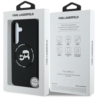 Capa MagSafe para Samsung Galaxy S25 S931, Karl Lagerfeld, Silicone Double Heads, Preta