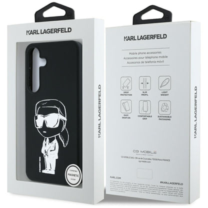 Capa MagSafe para Samsung Galaxy S25 S931, Karl Lagerfeld, Silicone Graffiti, Preta