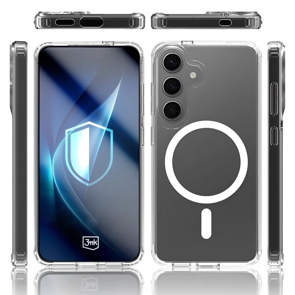 Capa MagSafe para Samsung Galaxy S25 S931 / S24 S921, 3MK, Armor MagCase, Transparente