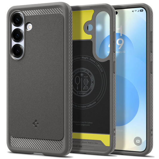 Capa MagSafe para Samsung Galaxy S25 S931, Spigen, Rugged Armor, Cinza ACS08999