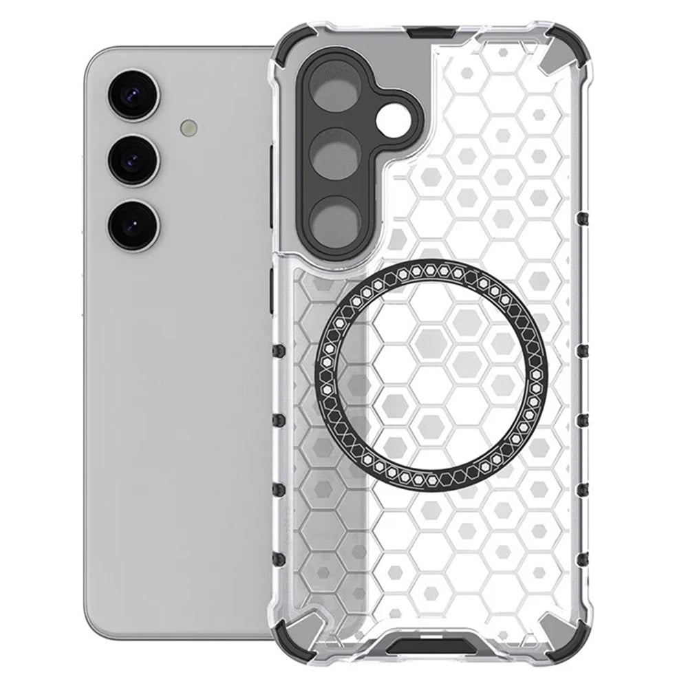 MagSafe Case for Samsung Galaxy S25 S931, Techsuit, HoneyComb Shield, White