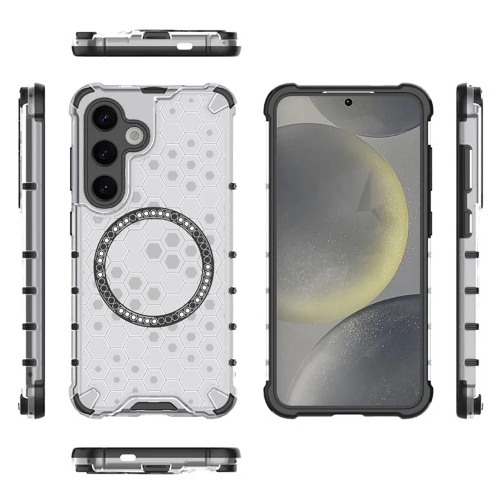 MagSafe Case for Samsung Galaxy S25 S931, Techsuit, HoneyComb Shield, White