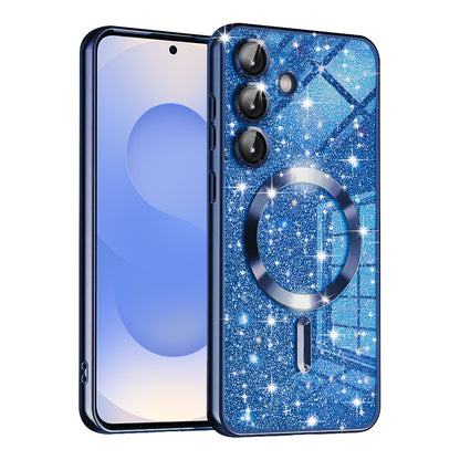 MagSafe Case for Samsung Galaxy S25 S931, Techsuit, Luxury Glitter, Dark Blue