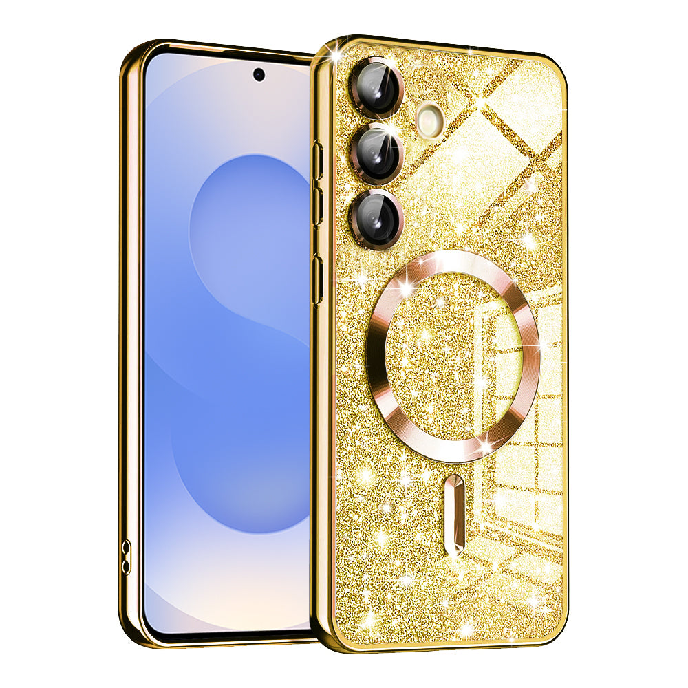 Capa MagSafe para Samsung Galaxy S25 S931, Techsuit, Luxury Glitter, Dourada