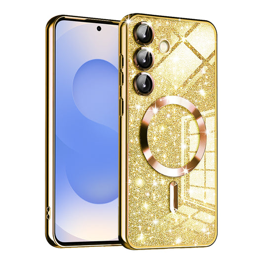 Capa MagSafe para Samsung Galaxy S25 S931, Techsuit, Luxury Glitter, Dourada