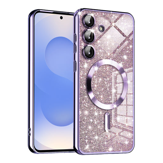 Capa MagSafe para Samsung Galaxy S25 S931, Techsuit, Luxury Glitter, Roxo Claro