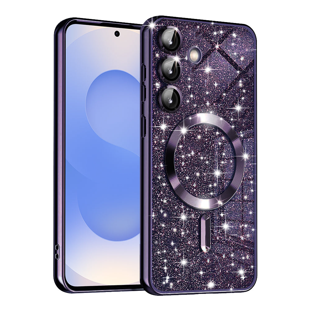 Capa MagSafe para Samsung Galaxy S25 S931, Techsuit, Luxury Glitter, Roxo Escuro