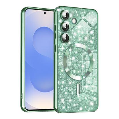 Capa MagSafe para Samsung Galaxy S25 S931, Techsuit, Luxury Glitter, Verde Claro