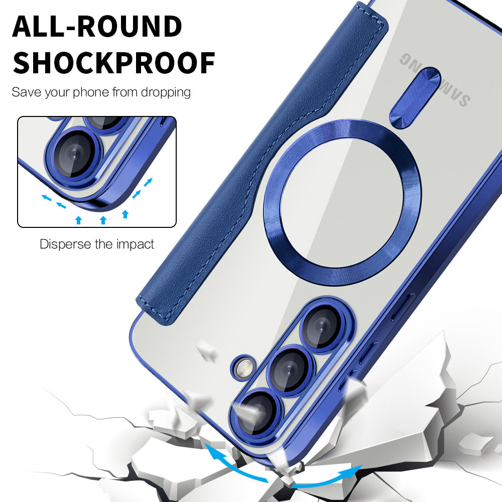 Capa MagSafe para Samsung Galaxy S25 S931, Techsuit, SmartMag Book, Azul