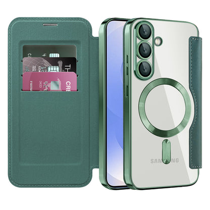Capa MagSafe para Samsung Galaxy S25 S931, Techsuit, SmartMag Book, Verde