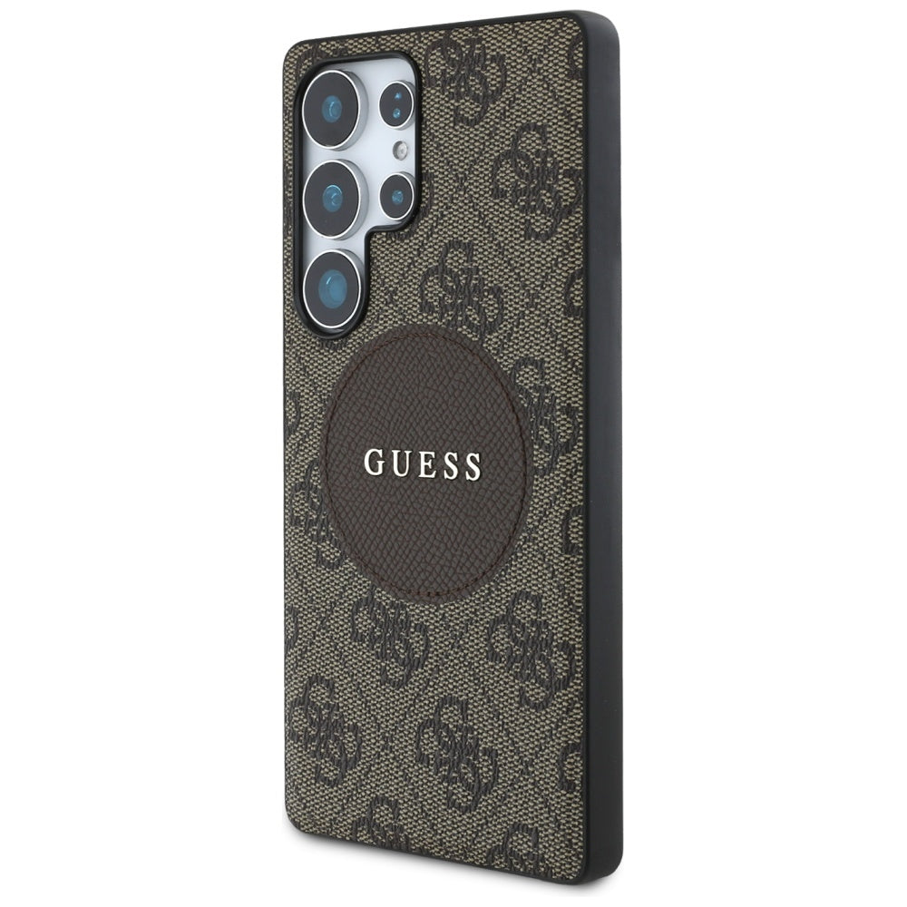 Capa MagSafe para Samsung Galaxy S25 Ultra S938, Guess, 4G Circle Classic Logo, Castanho