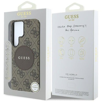 Capa MagSafe para Samsung Galaxy S25 Ultra S938, Guess, 4G Circle Classic Logo, Castanho